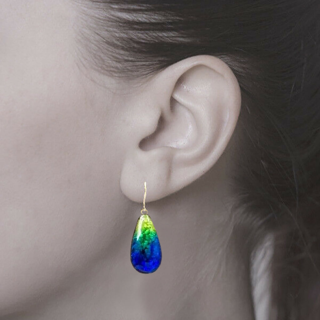 Phosphorescent Kerama Okinawa Firefly glass Teadrop Premium Earring