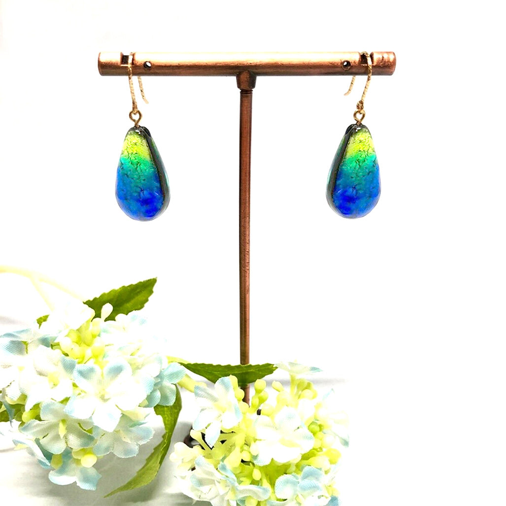 Phosphorescent Kerama Okinawa Firefly glass Teadrop Premium Earring