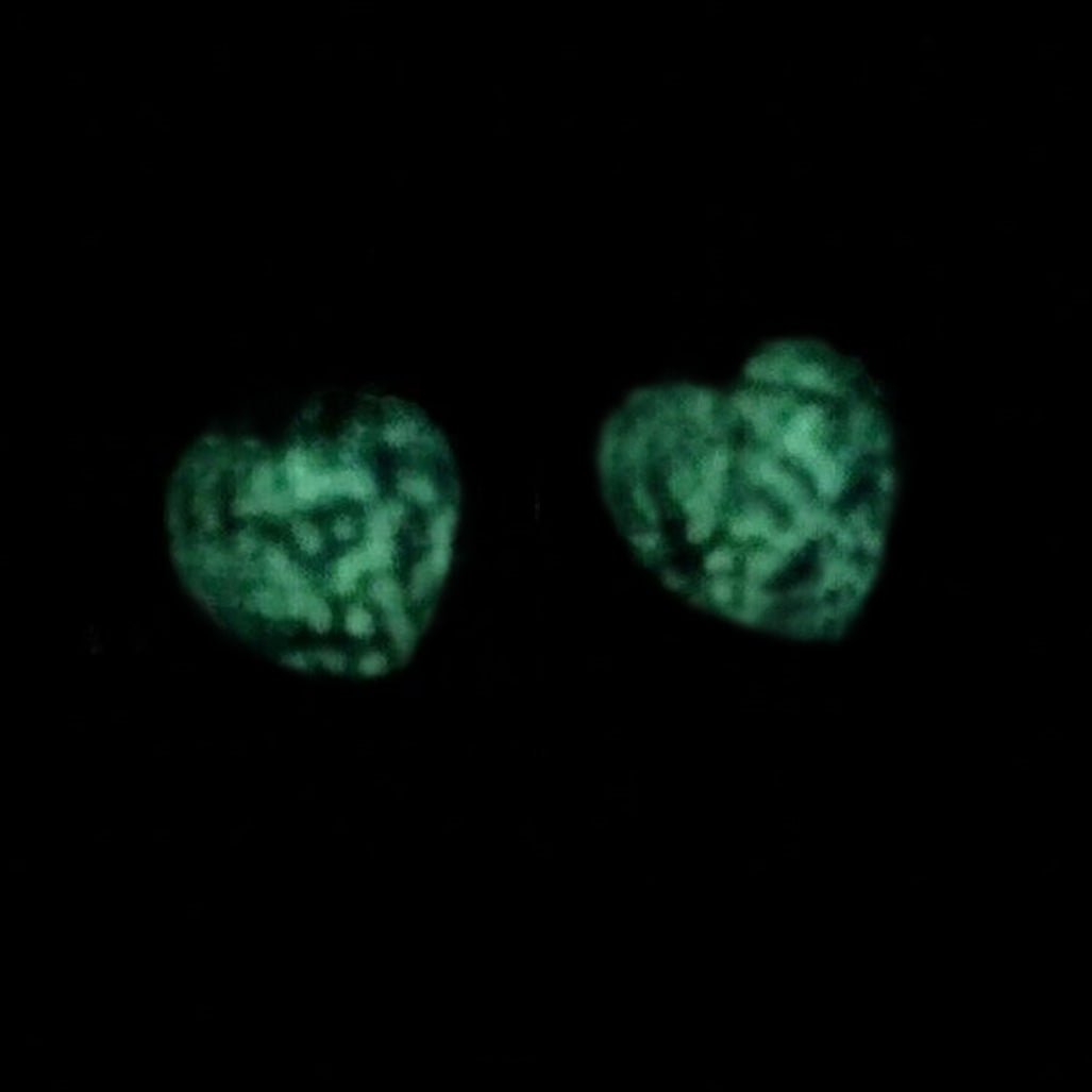 Phosphorescent Kerama Okinawa Firefly glass Premium Earring Heart Gold