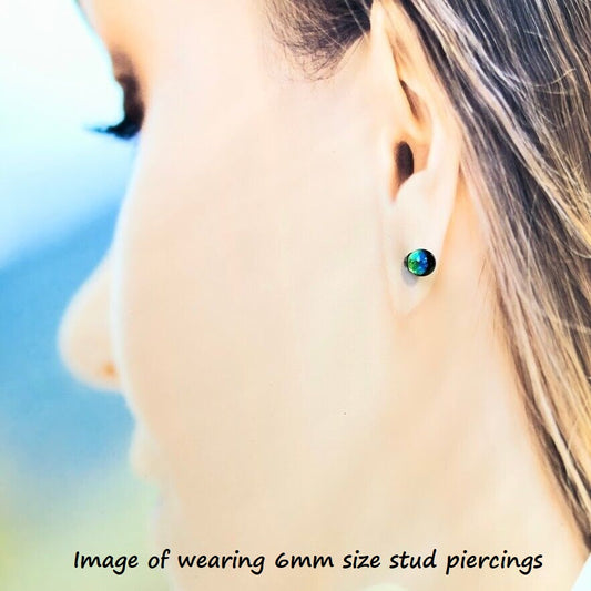 Kerama Blue Phosphorescent Okinawa 6mm Firefly glass Stud piercings