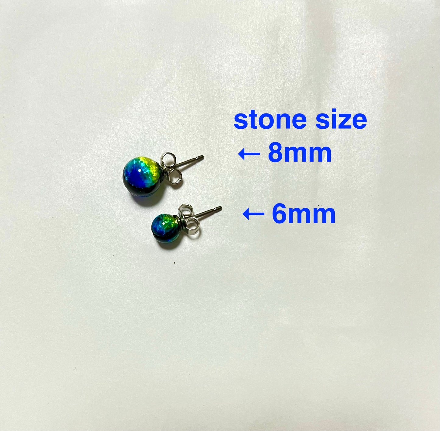 Kerama Blue Phosphorescent Okinawa 6mm Firefly glass Stud piercings