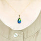 Phosphorescent Kerama Okinawa Firefly glass Mini-Teardrop Necklace Silver