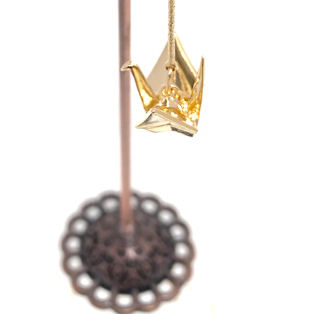 Origami Crane and chrysanthemum Piercing Earring